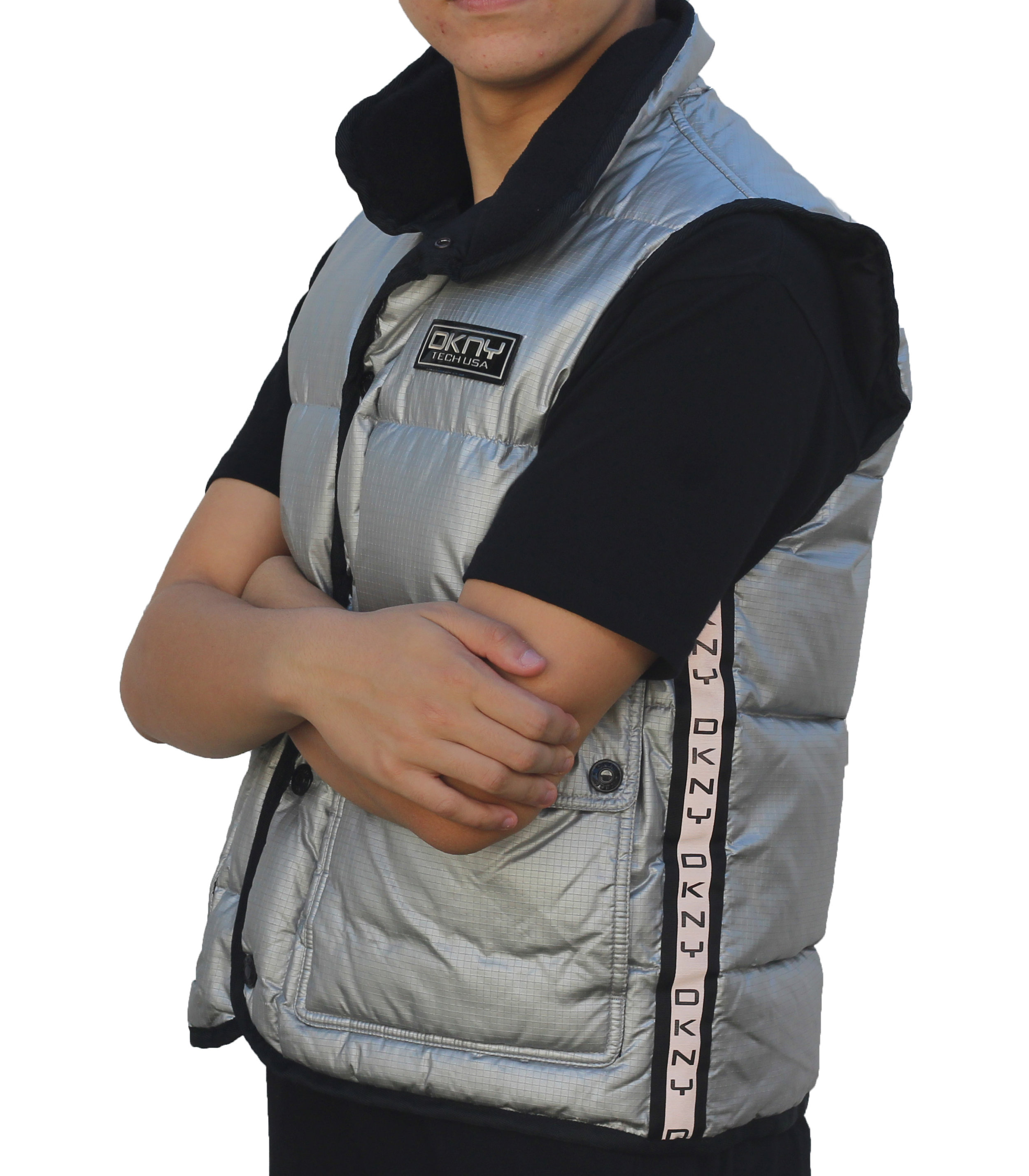 Vintage DKNY Tech Silver / 3M Vest (Size S) — RootsBK